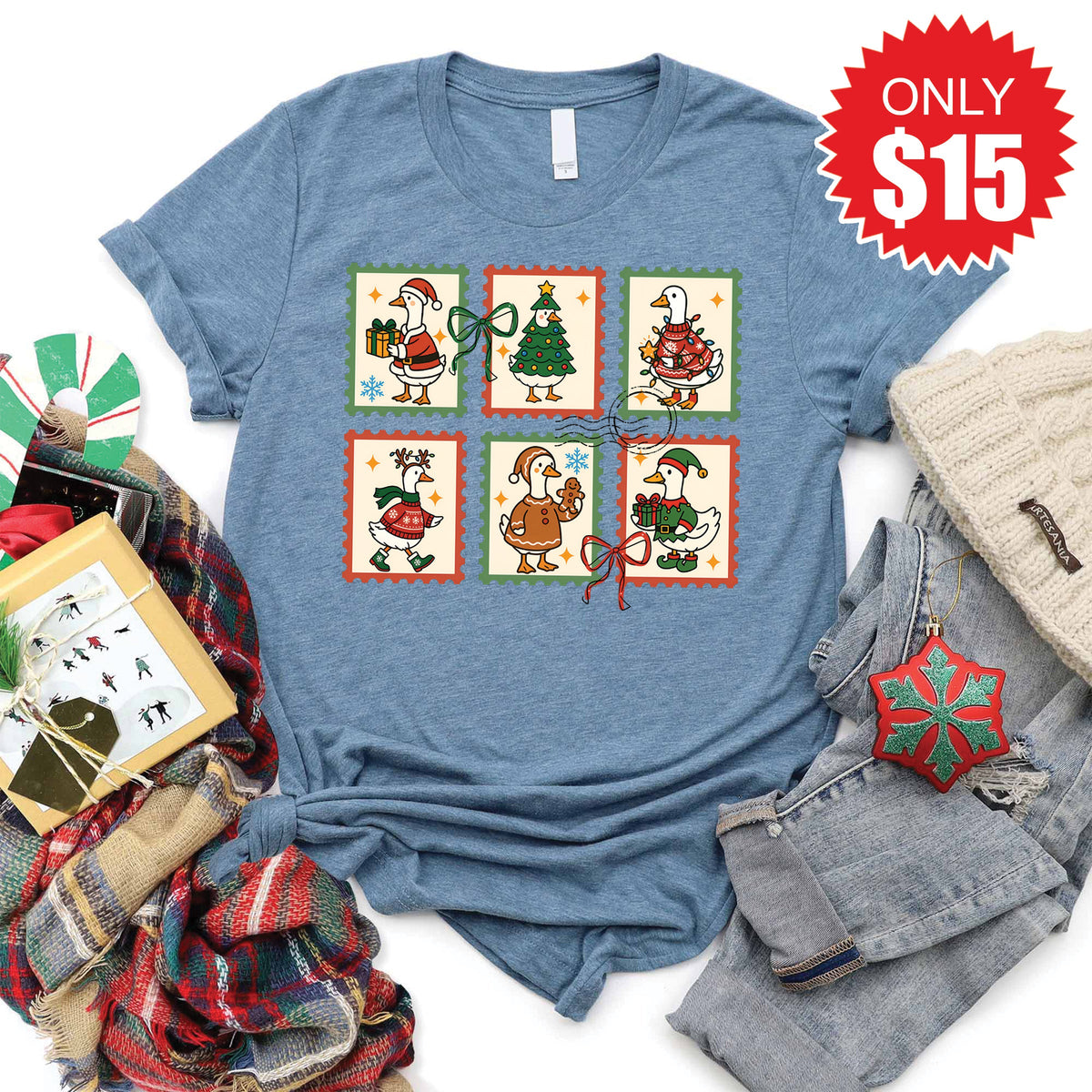 Geese Stamps Tee - Heather Slate - 15 product image 1