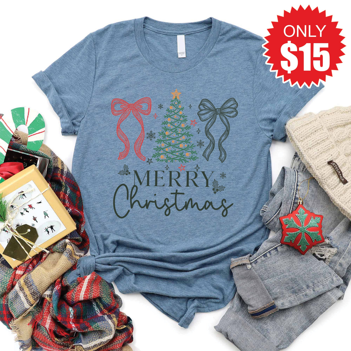 Merry Christmas Tee - Heather Slate - 15 product image 1