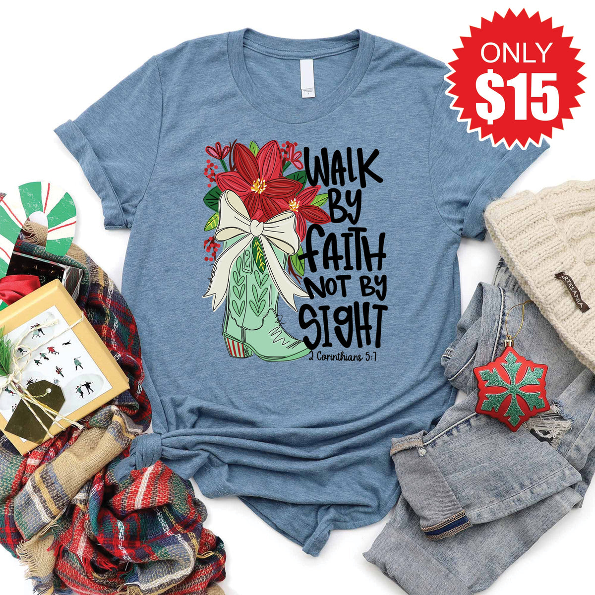 Walk By Faith Tee - Heather Slate - 15 product image 1