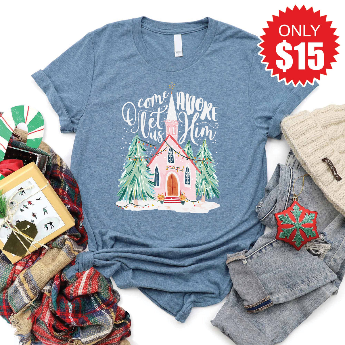 O Come Church Tee - Heather Slate - 15 product image 1