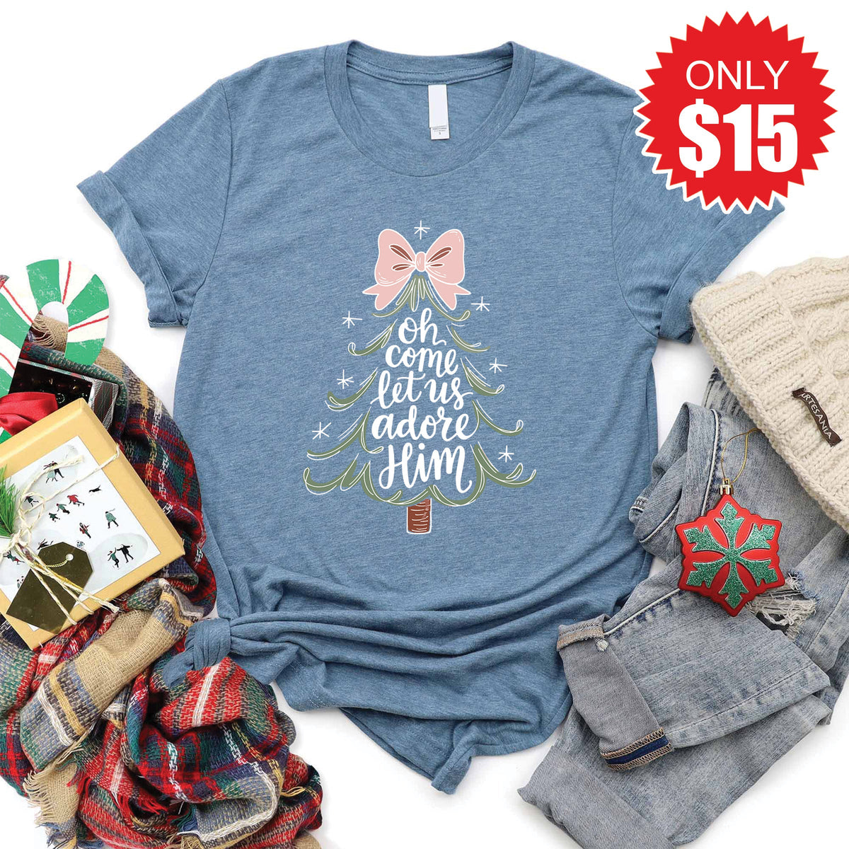 Let Us Adore Him Tee - Heather Slate - 15 product image 1