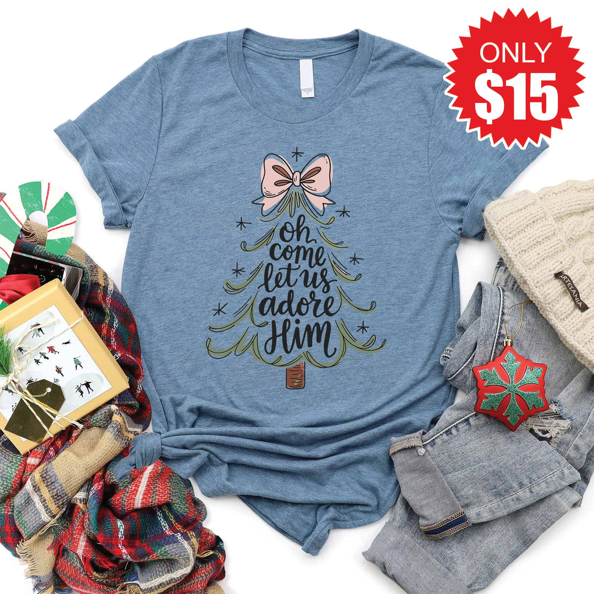 Let Us Adore Him Tee - Heather Slate - 15 product image 1