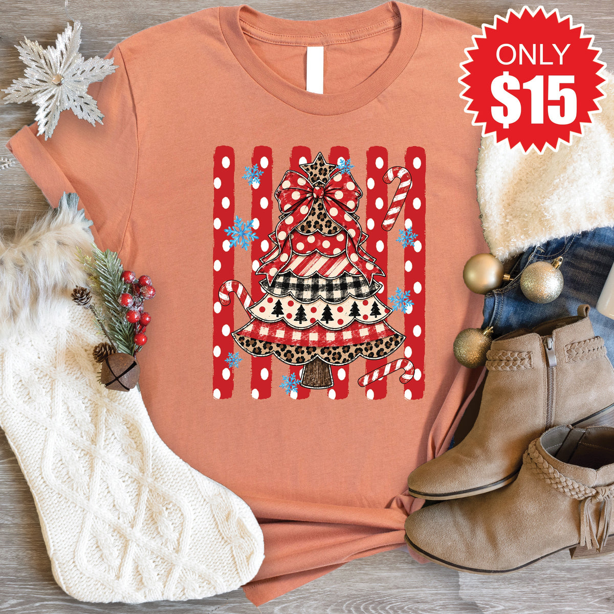 Christmas Tree Tee - Heather Terracotta - 15 product image 1