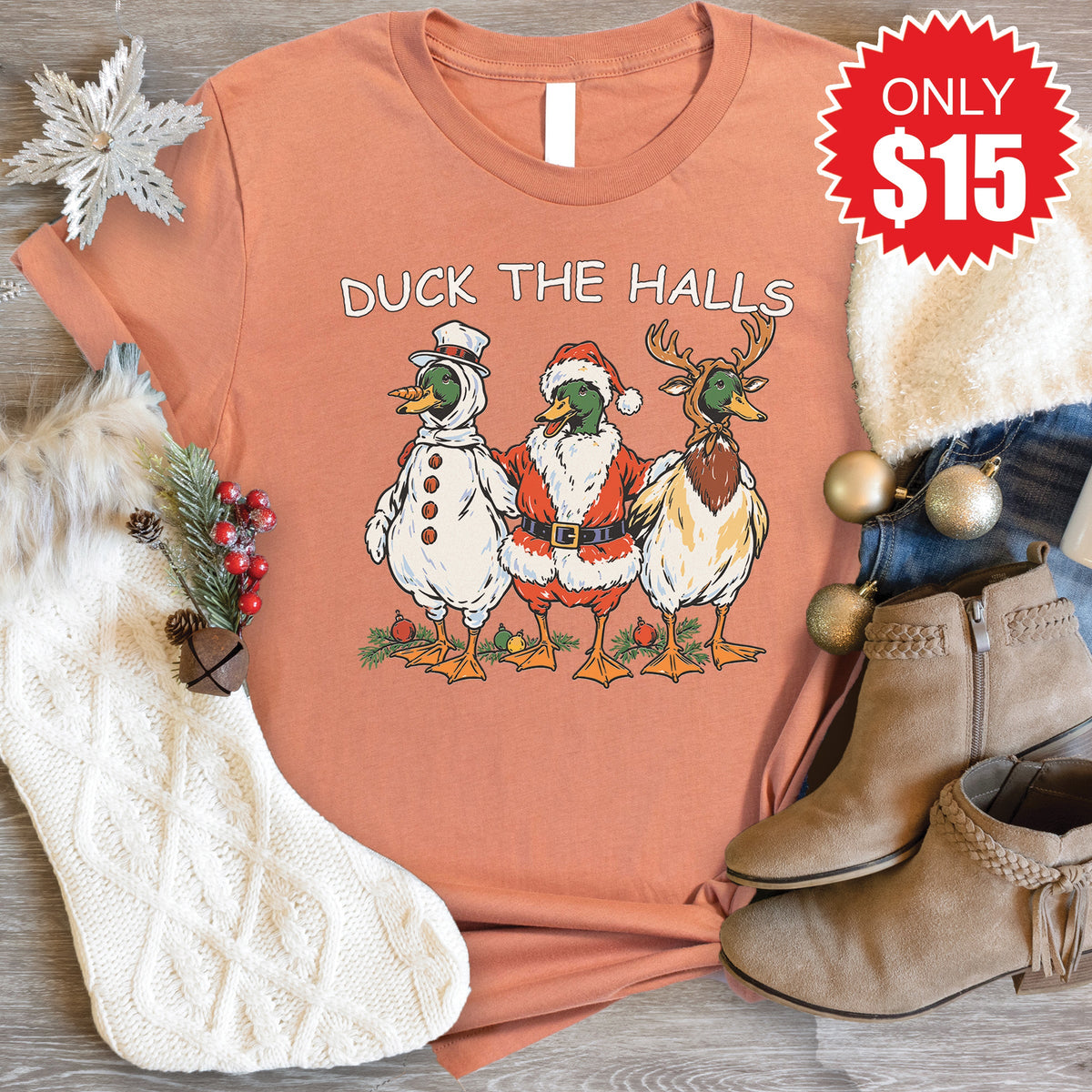 Duck The Halls Tee - Heather Terracotta - 15 product image 1