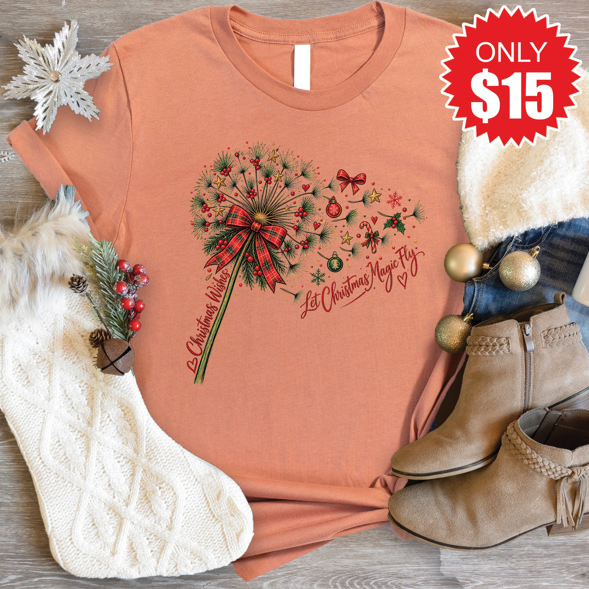 Christmas Wishes Tee - Heather Terracotta - 15 product image 1