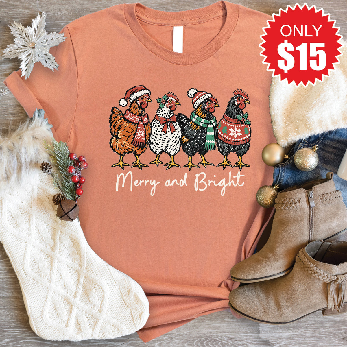 Merry and Bright Tee - Heather Terracotta - 15 product image 1
