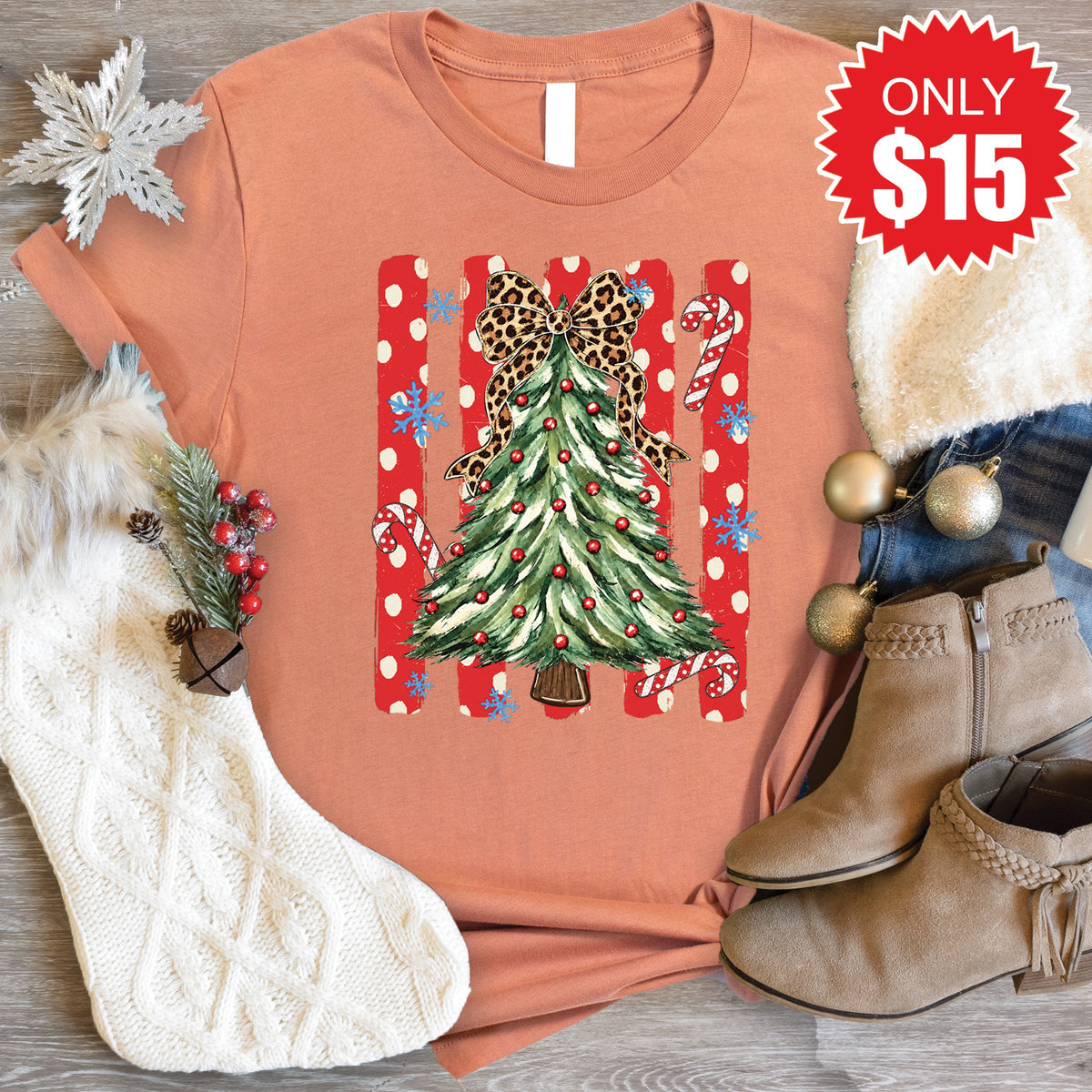 Christmas Tree Tee - Heather Terracotta - 15 product image 1