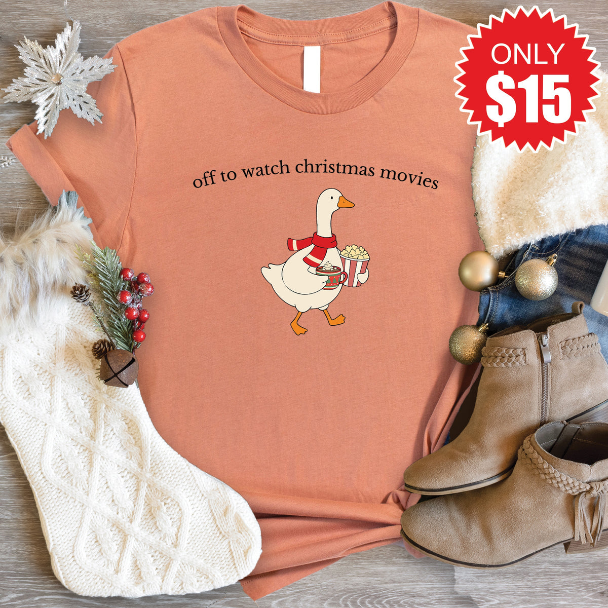 Christmas Movies Tee - Heather Terracotta - 15 product image 1