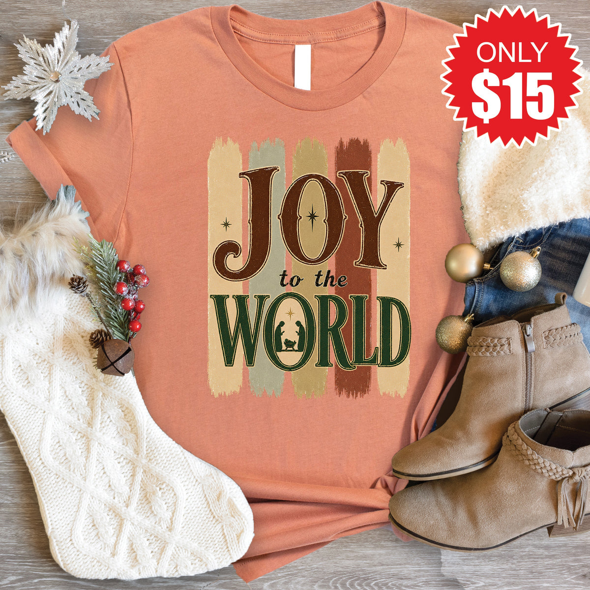 Joy To The World Tee - Heather Terracotta - 15 product image 1