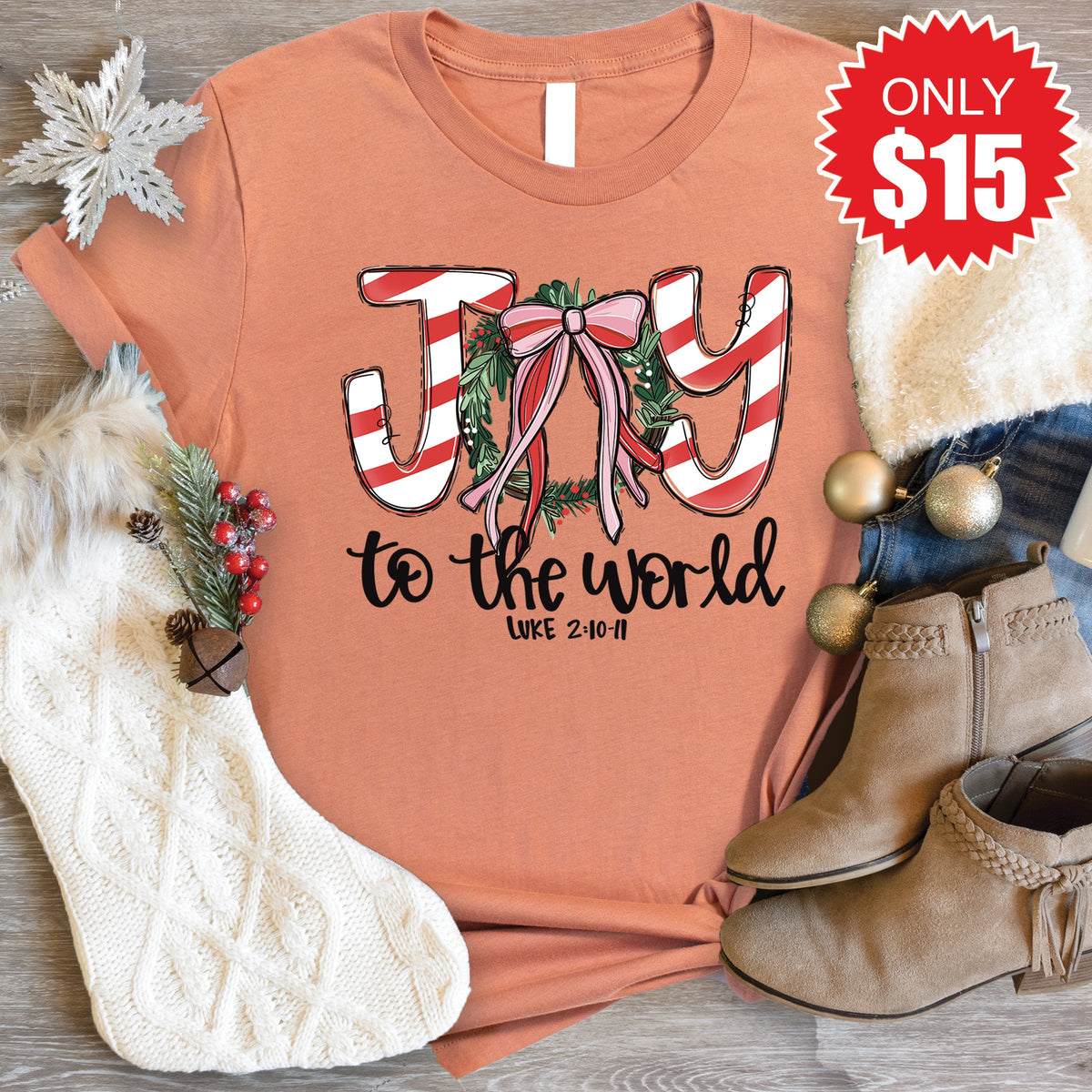 Joy To The World Tee - Heather Terracotta - 15 product image 1