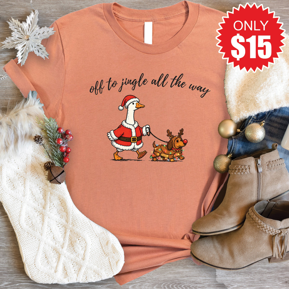 Jingle All The Way Tee - Heather Terracotta - 15 product image 1