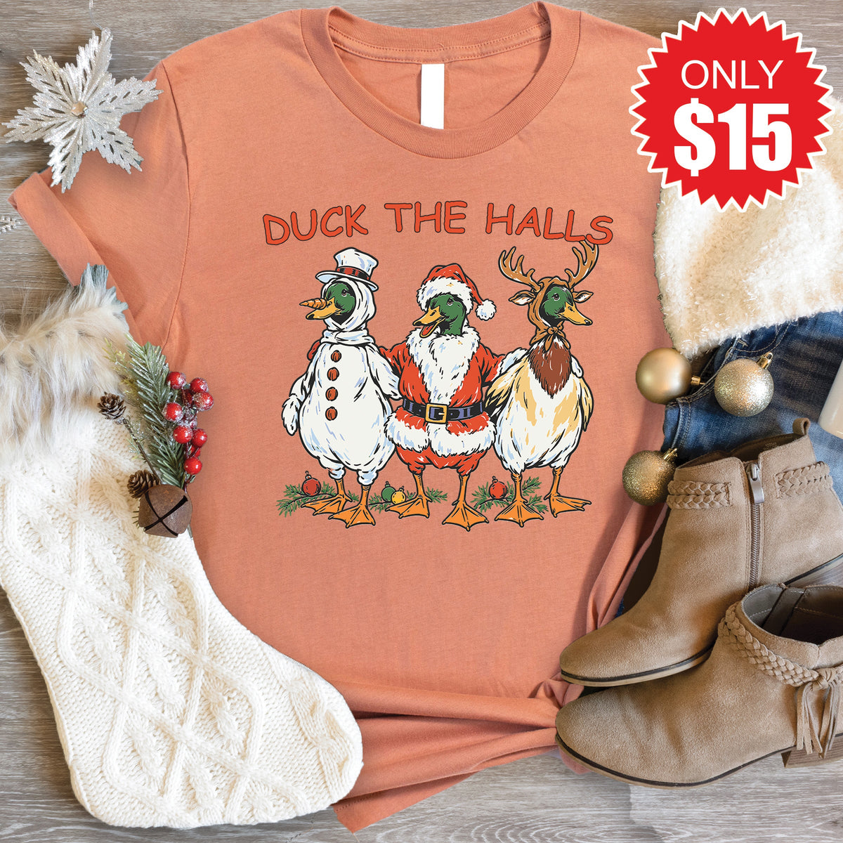 Duck The Halls Tee - Heather Terracotta - 15 product image 1