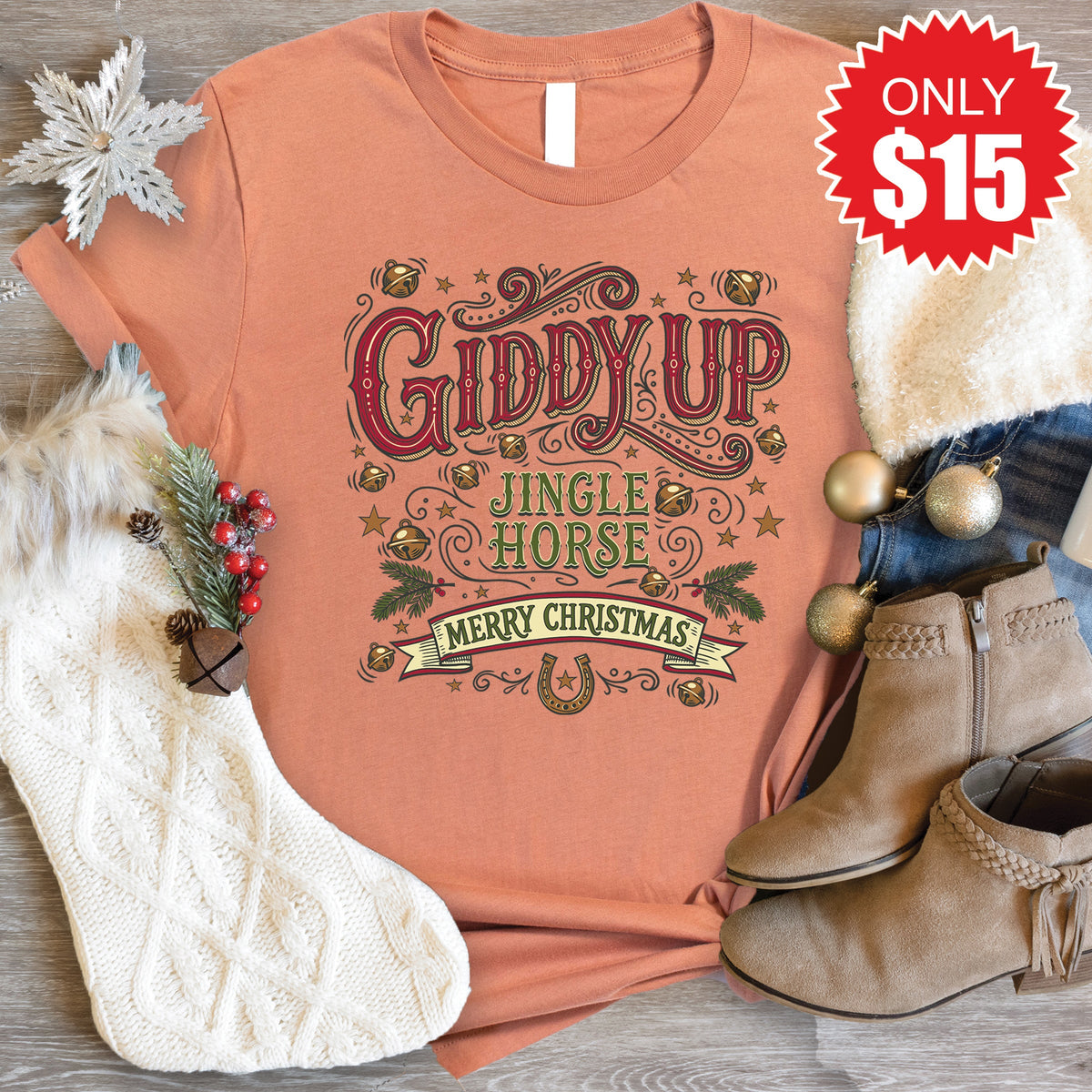 Jingle Horse Tee - Heather Terracotta - 15 product image 1