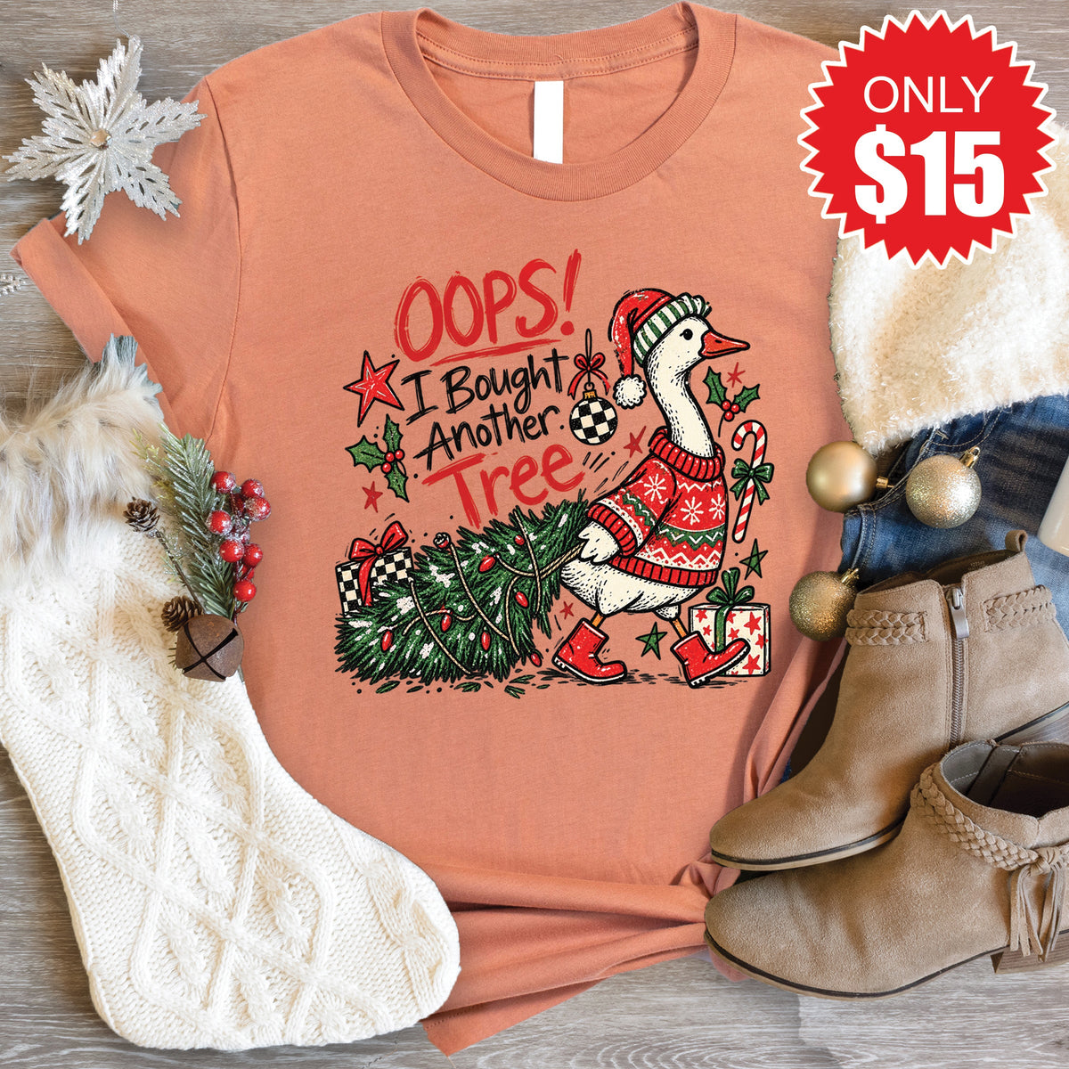 Oops Goose Tee - Heather Terracotta - 15 product image 1