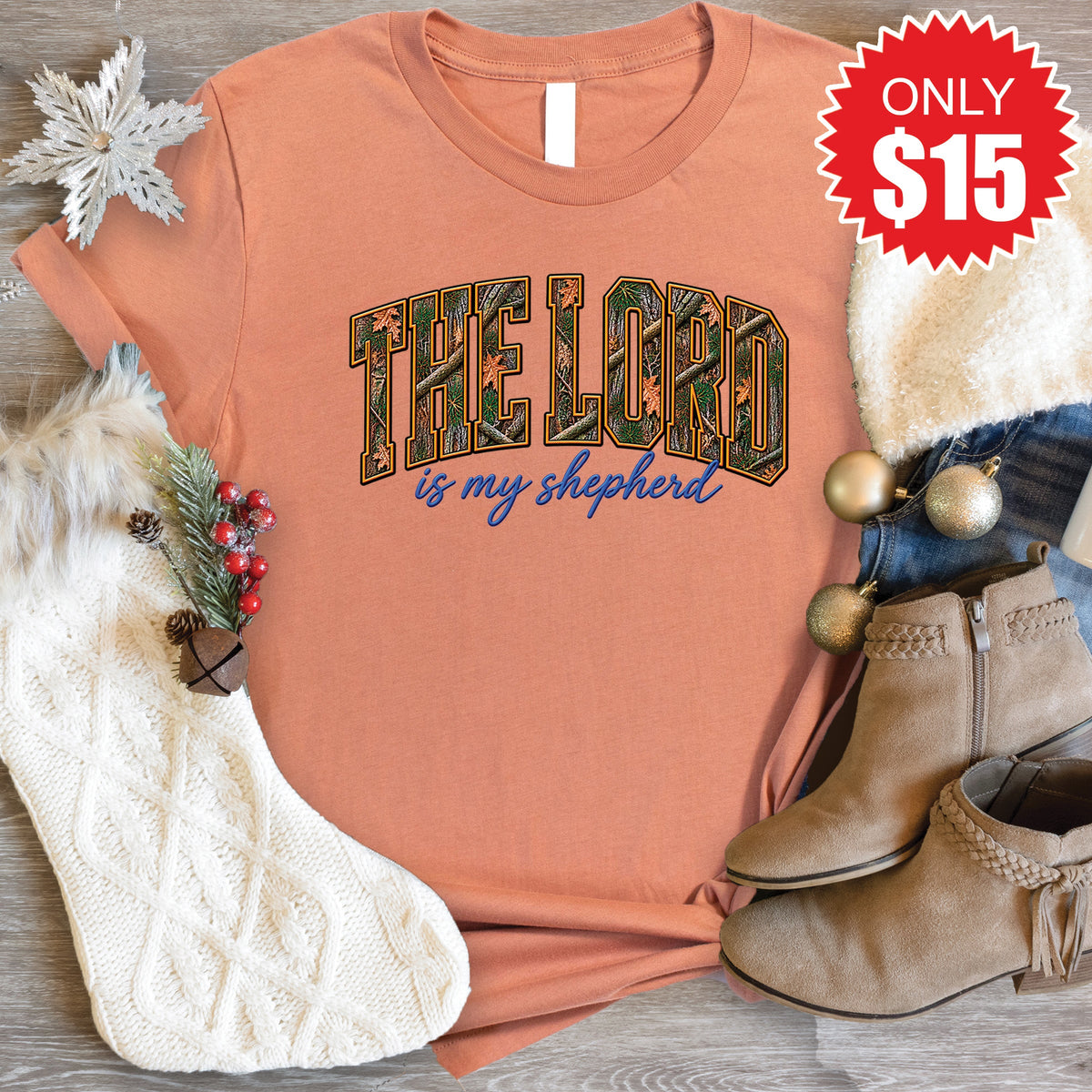 The Lord Is My Shepherd Tee - Heather Terracotta - 15 product image 1