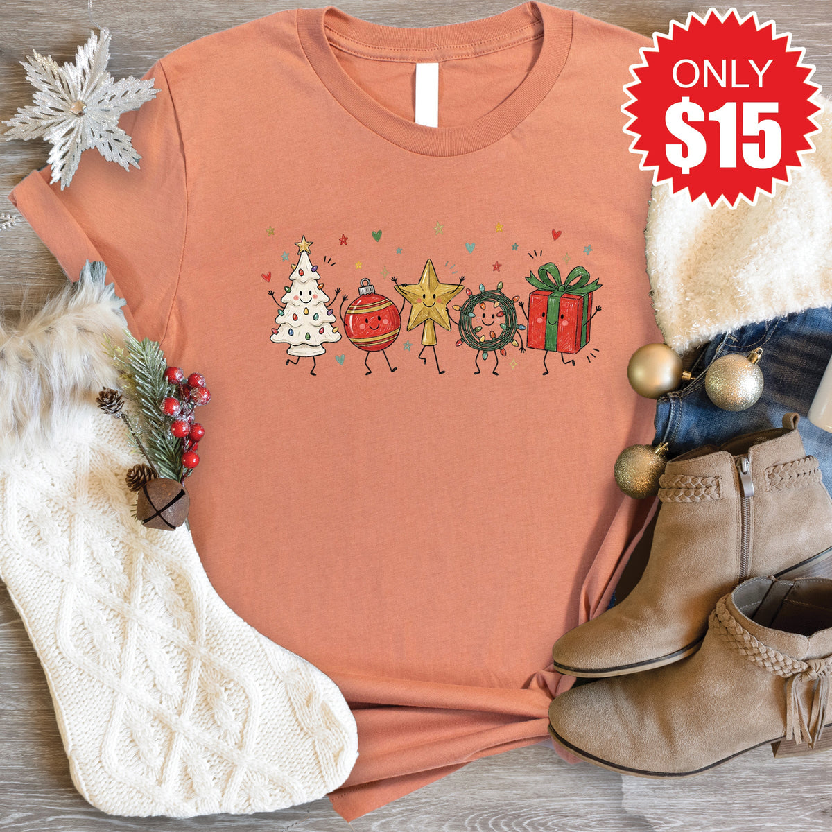 Christmas Decor Tee - Heather Terracotta - 15 product image 1