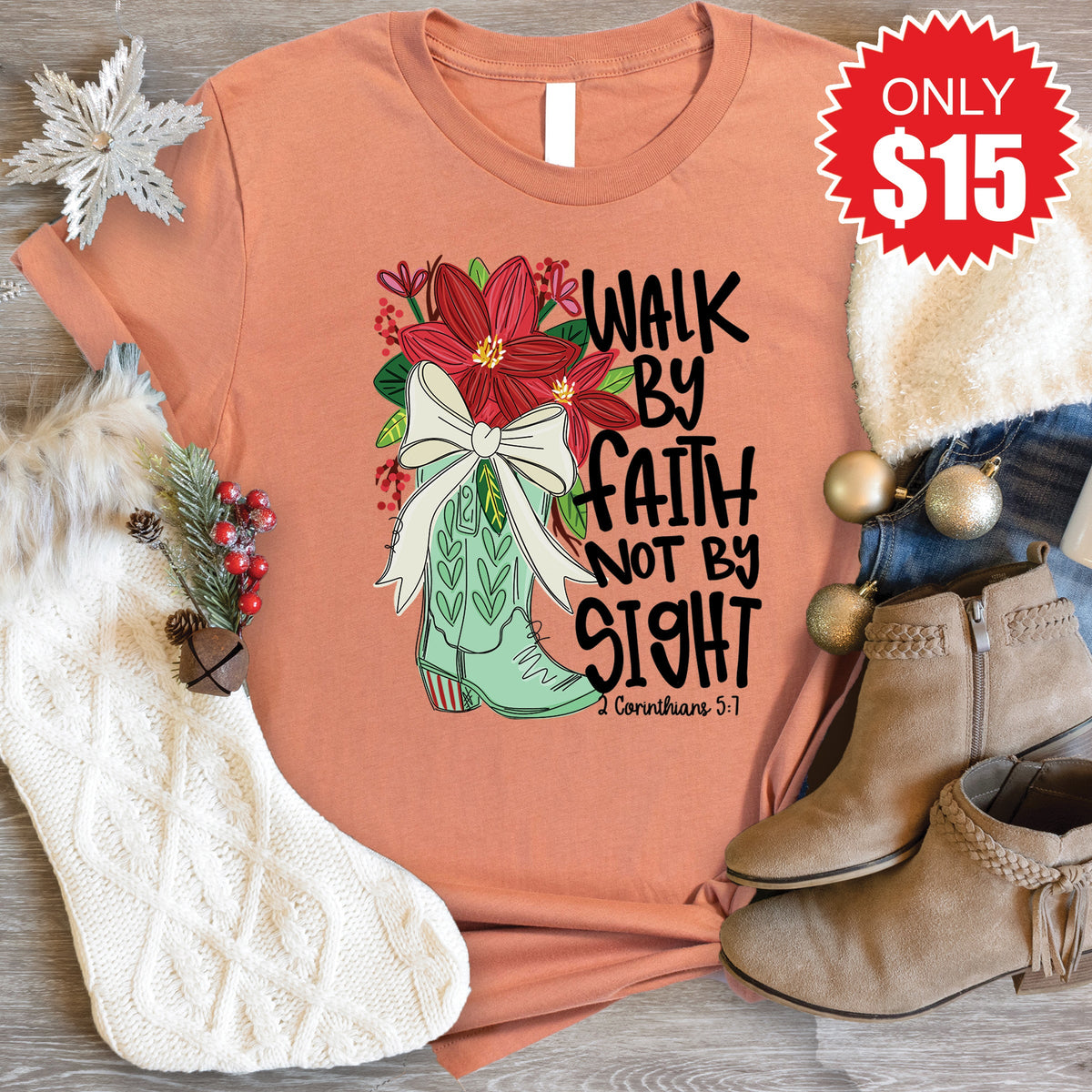 Walk By Faith Tee - Heather Terracotta - 15 product image 1