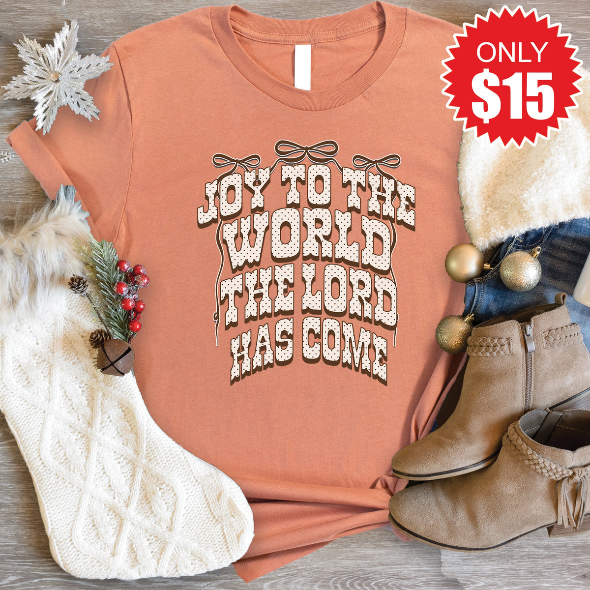 Joy To The World Tee - Heather Terracotta - 15 product image 1