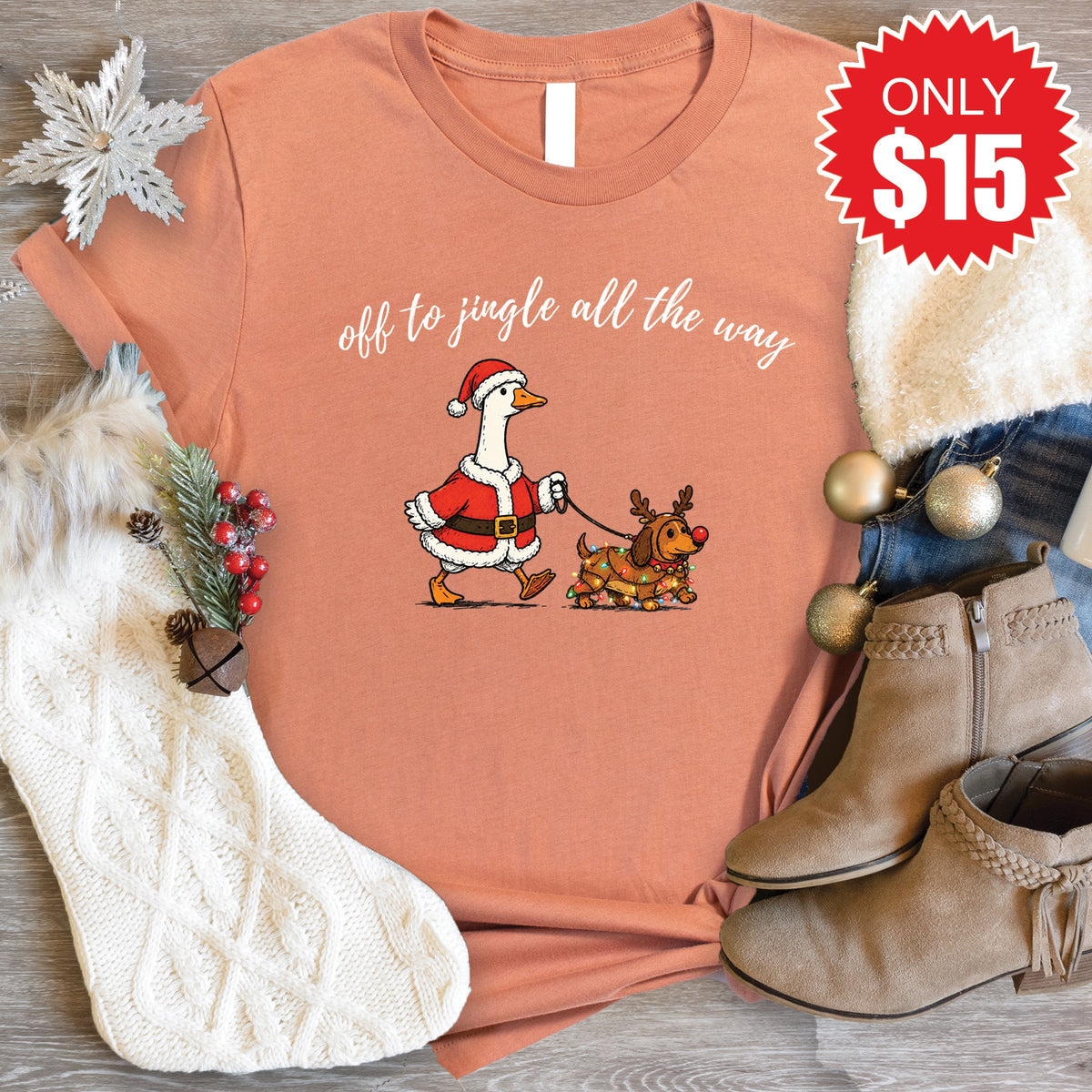 Jingle All The Way Tee - Heather Terracotta - 15 product image 1
