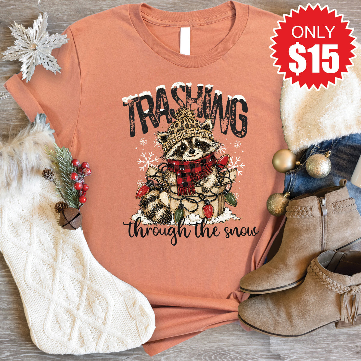 Trashing Through the Snow Tee - Heather Terracotta - 15 product image 1