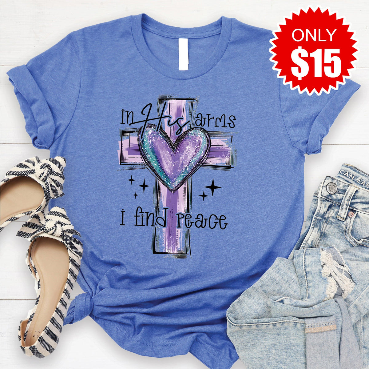 In His Arms Tee - Heather Royal Blue - 15 product image 1