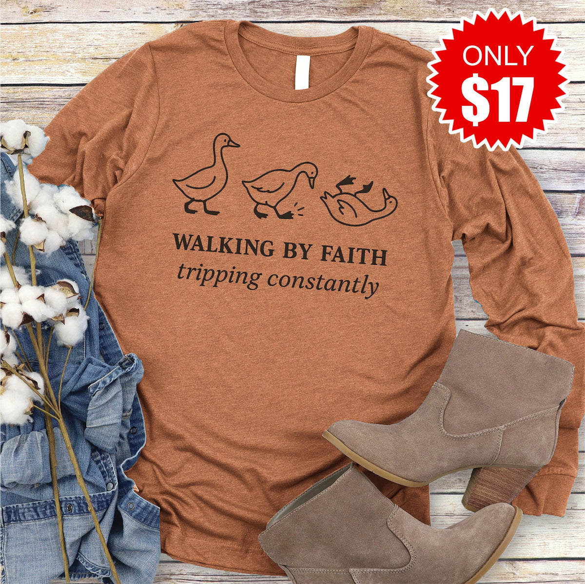 Walking by Faith Geese Long Sleeve - Heather Autumn - 17 product image 1