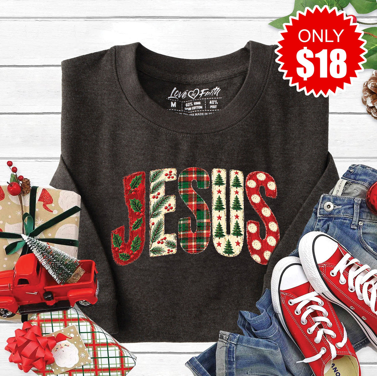 Jesus Sweatshirt - Heather Charcoal - 18 product image 1