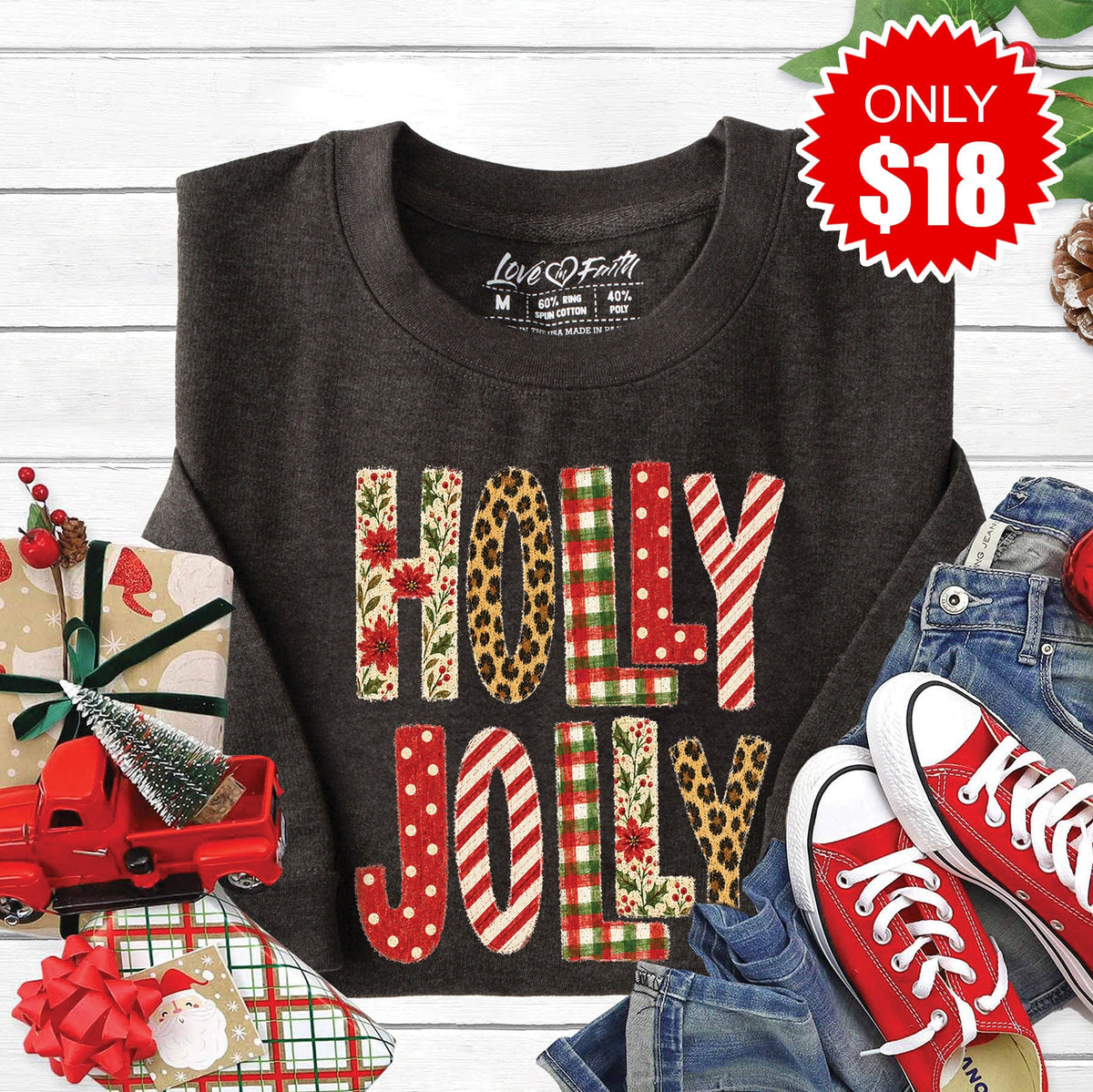 Holly Jolly Sweatshirt - Heather Charcoal - 18 product image 1