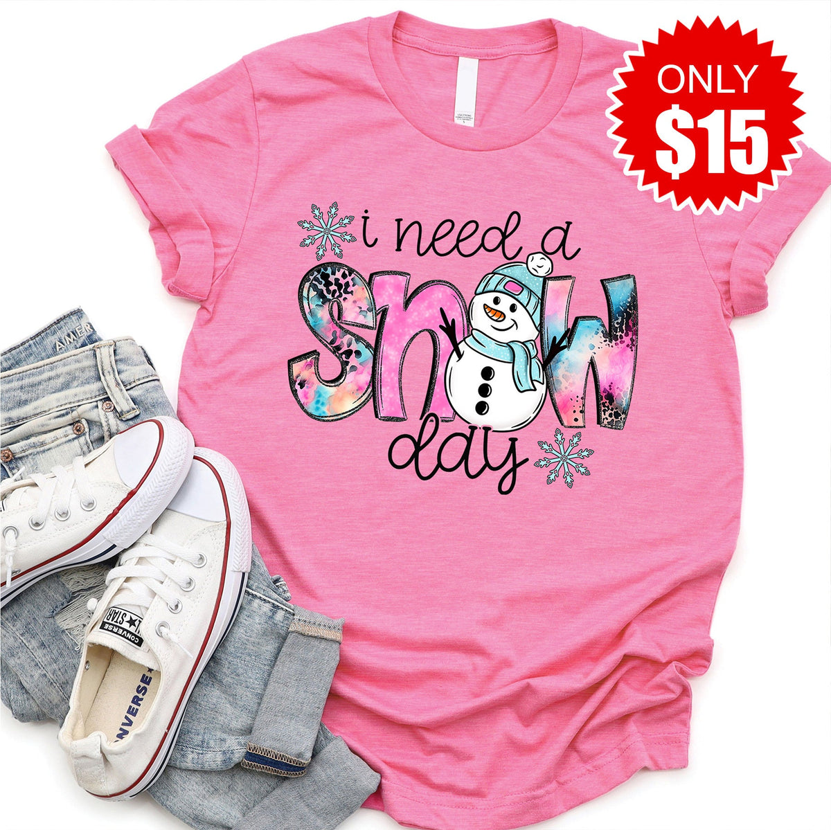 I Need a Snowday Tee - Heather Charity Pink - 15 product image 1
