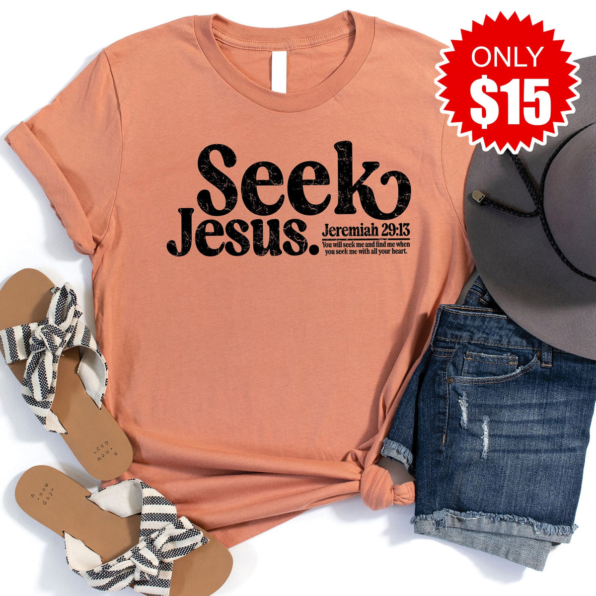Seek Jesus Tee - Heather Terracotta - 15 product image 1