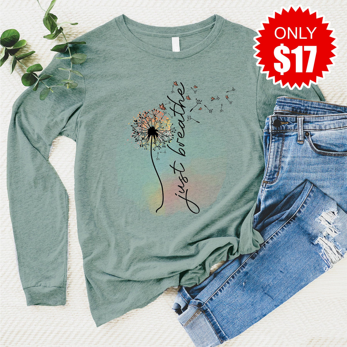 Just Breathe Long Sleeve - Heather Sage - 17 product image 1