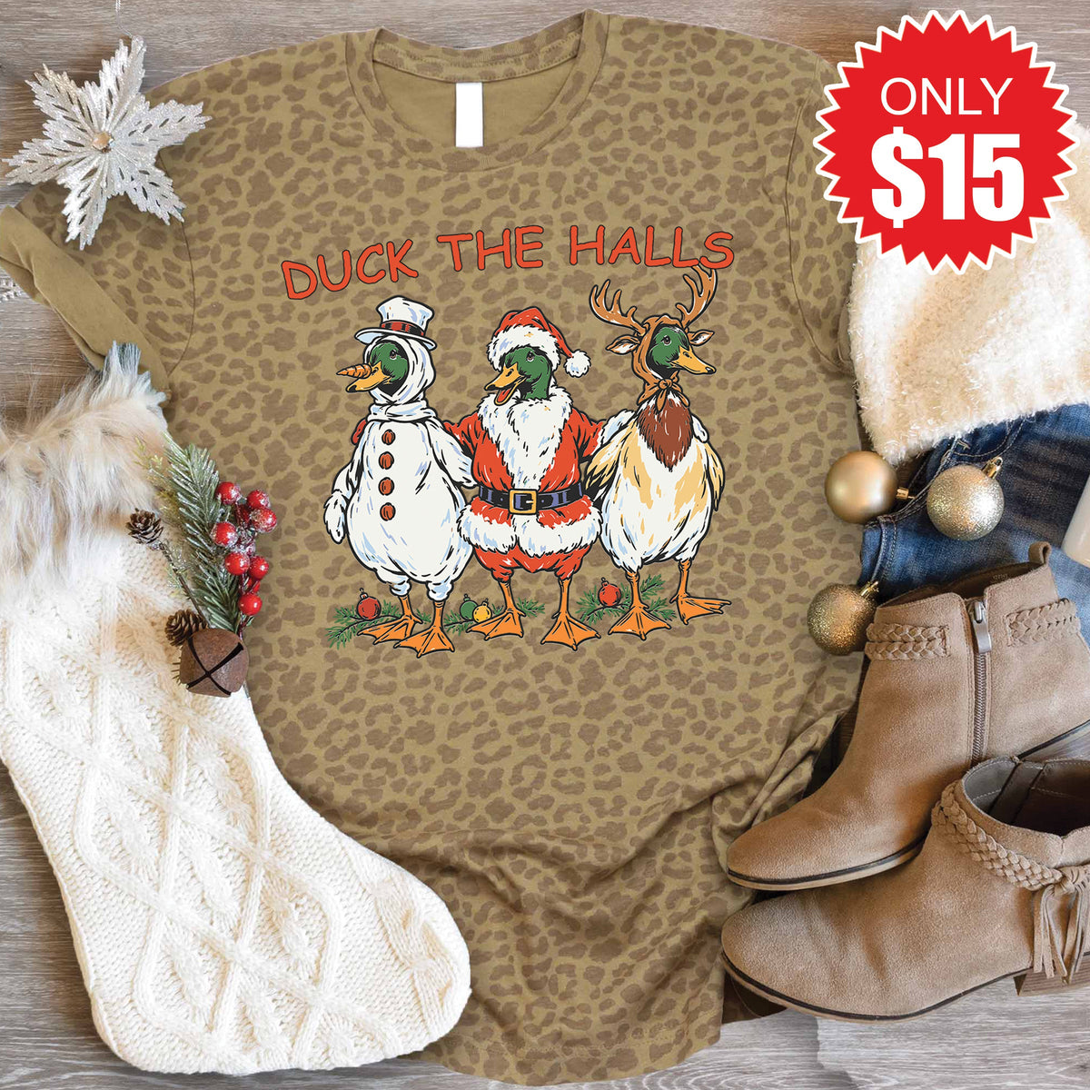 Duck The Halls Tee - Brown Leopard - 15 product image 1