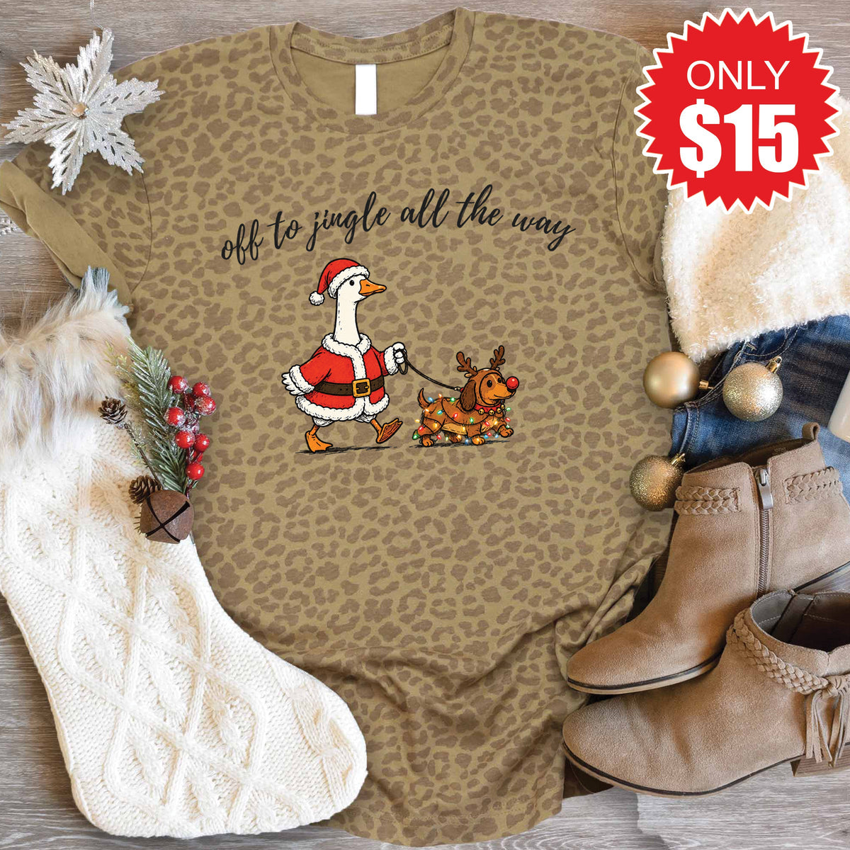 Jingle All The Way Tee - Brown Leopard - 15 product image 1