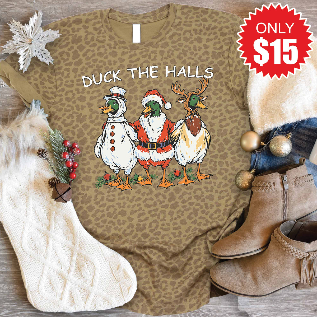 Duck The Halls Tee - Brown Leopard - 15 product image 1