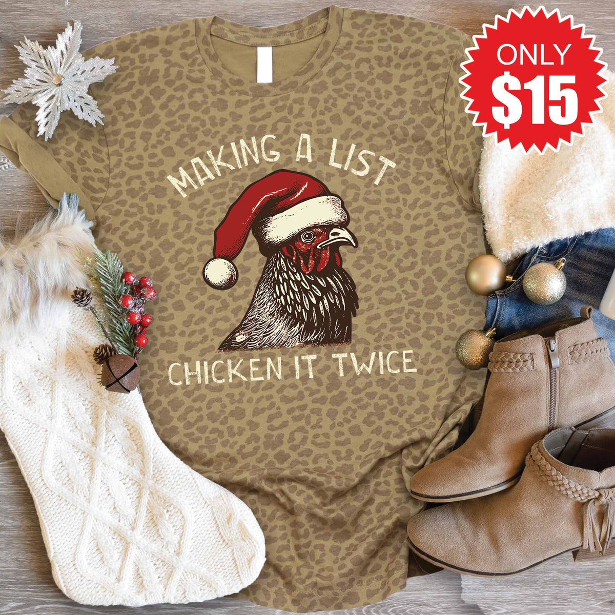Chicken It Twice Tee - Brown Leopard - 15 product image 1
