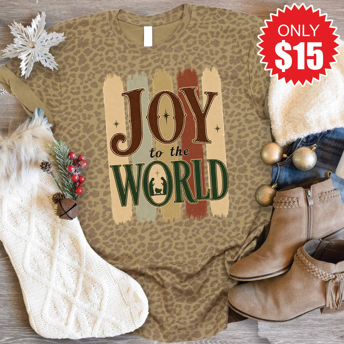 Joy To The World Tee - Brown Leopard - 15 product image 1