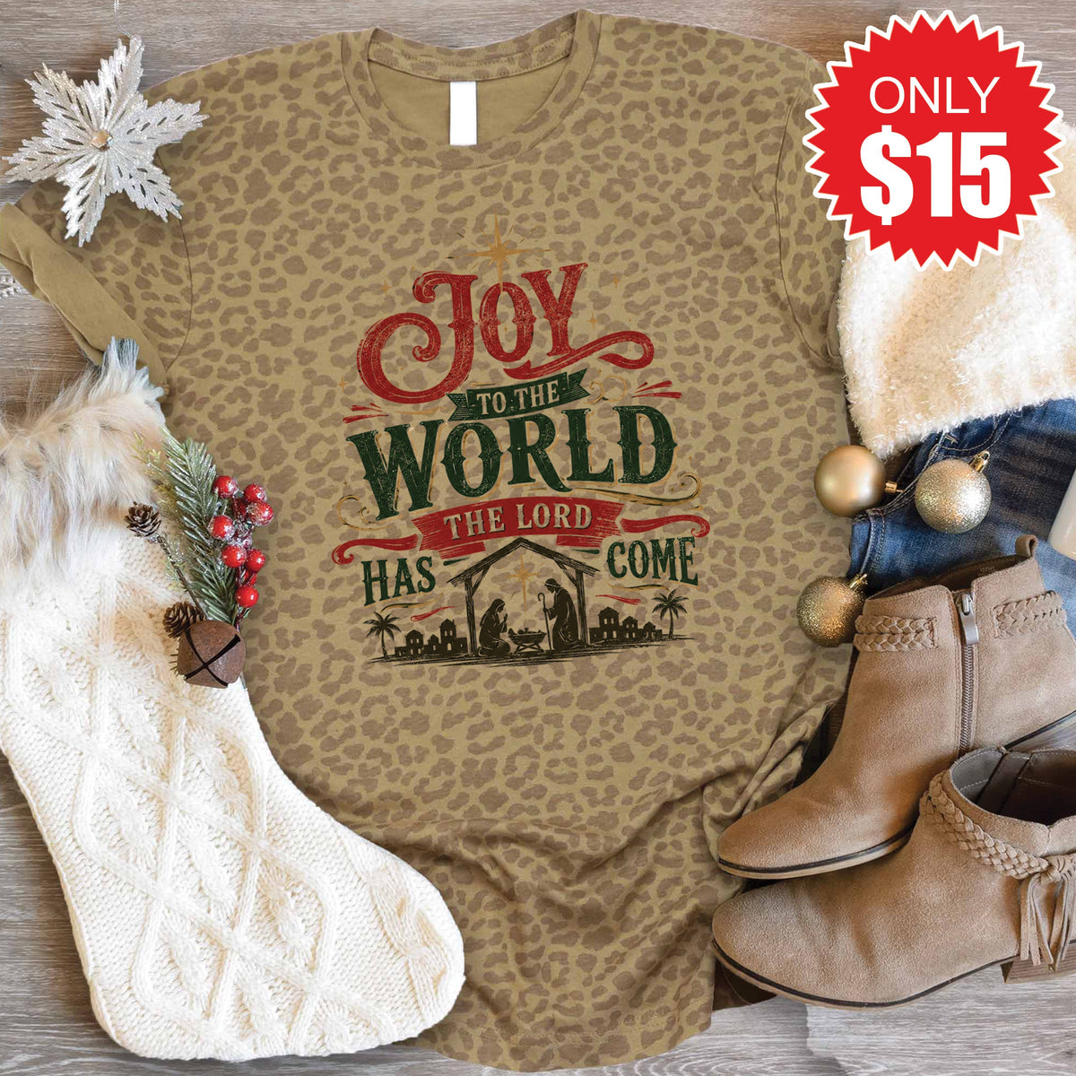 Joy To The World Tee - Brown Leopard - 15 product image 1