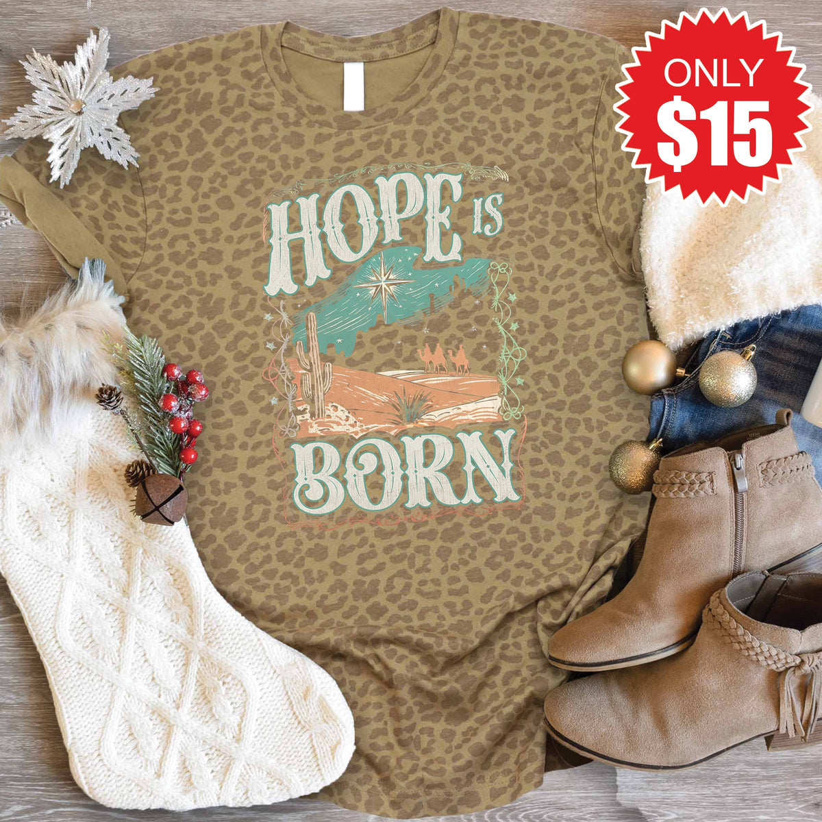 Hope Is Born Tee - Brown Leopard - 15 product image 1