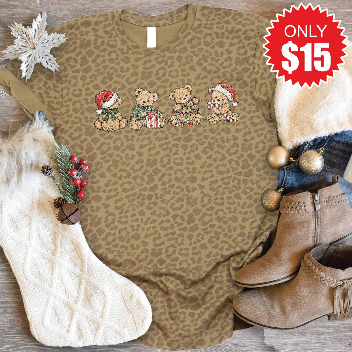 Christmas Bears Tee - Brown Leopard - 15 product image 1