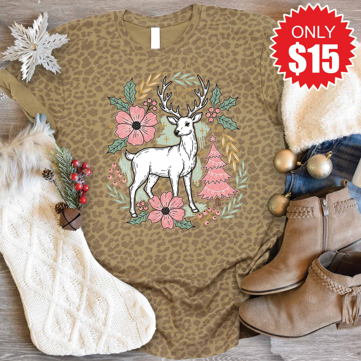 Reindeer Tee - Brown Leopard - 15 product image 1