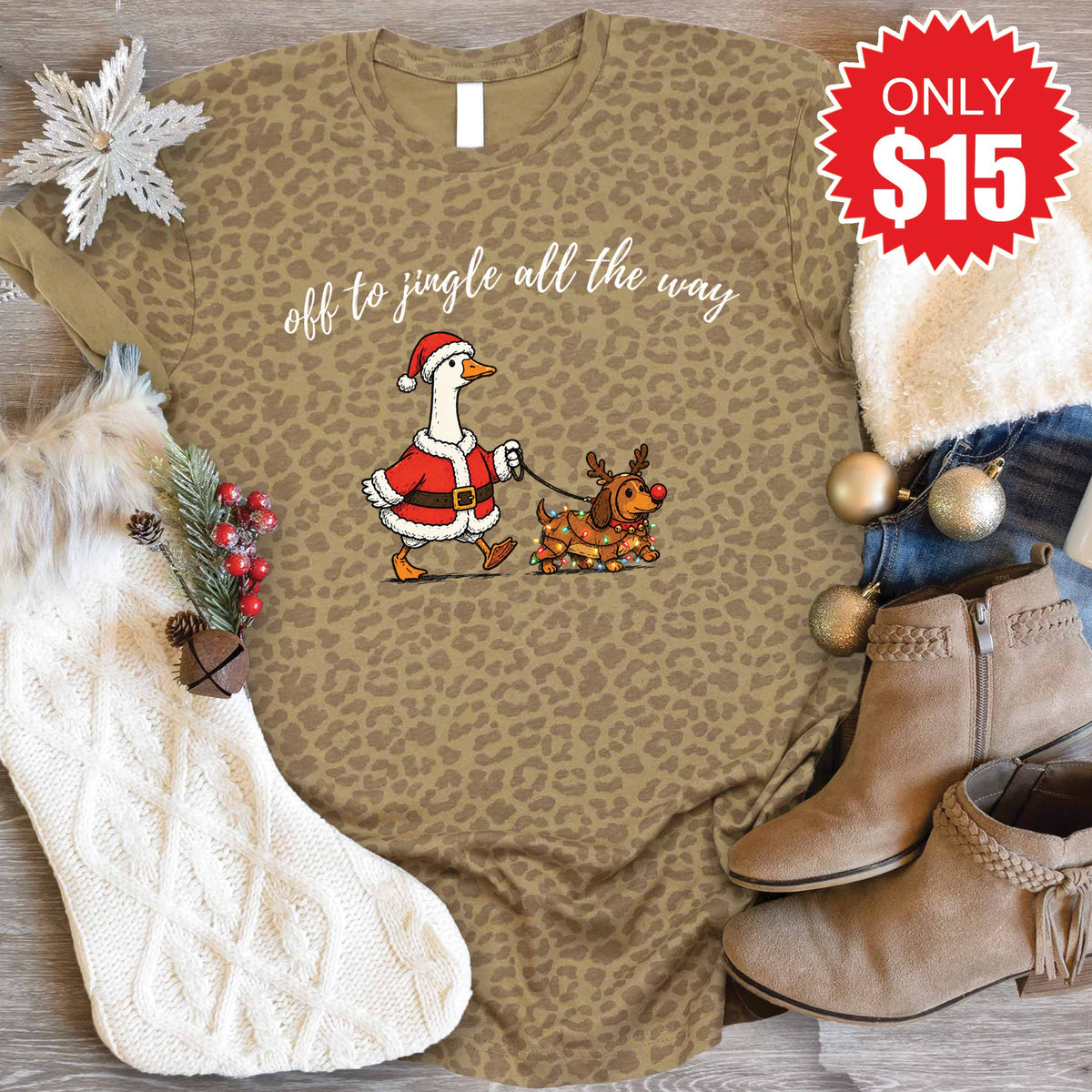 Jingle All The Way Tee - Brown Leopard - 15 product image 1