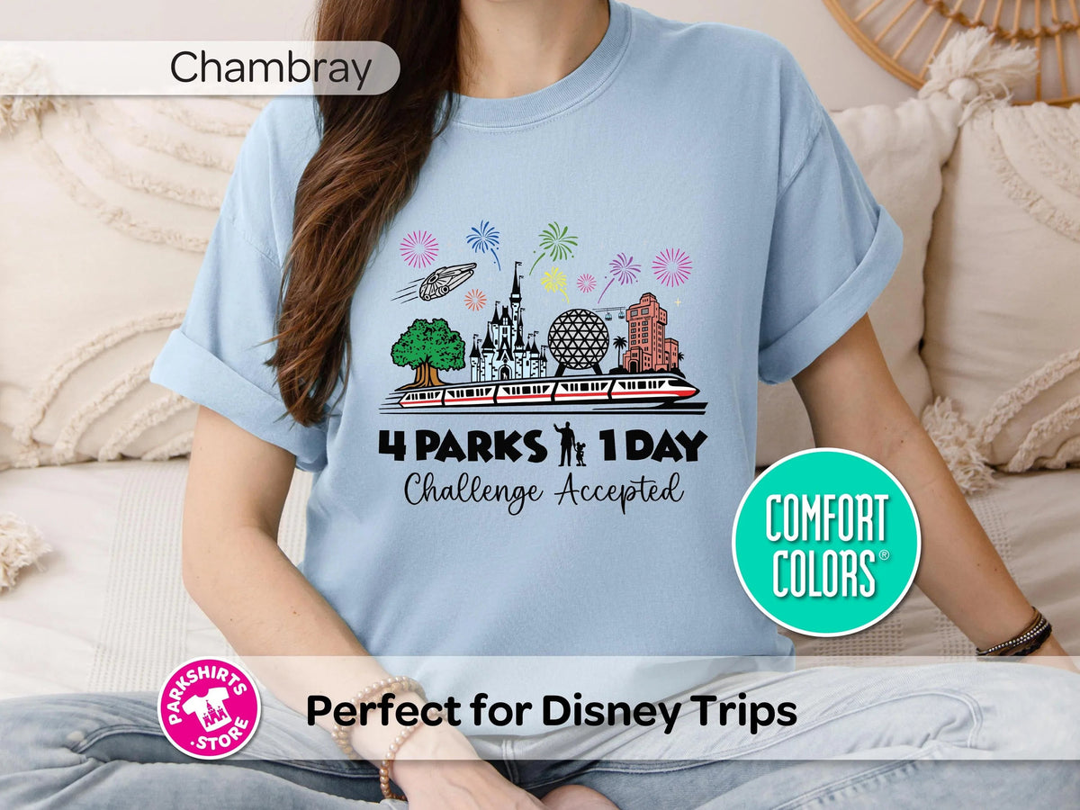4 Parks 1 Day Shirt | Challenge Accepted Disney Tee | Walt product image 3