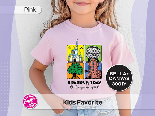 4 Parks 1 Day Kids Shirt | Disney World Youth Tee | Park product image 2