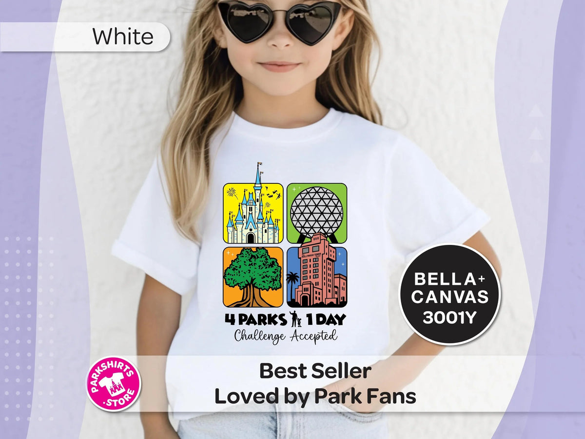 4 Parks 1 Day Kids Shirt | Disney World Youth Tee | Park product image 1