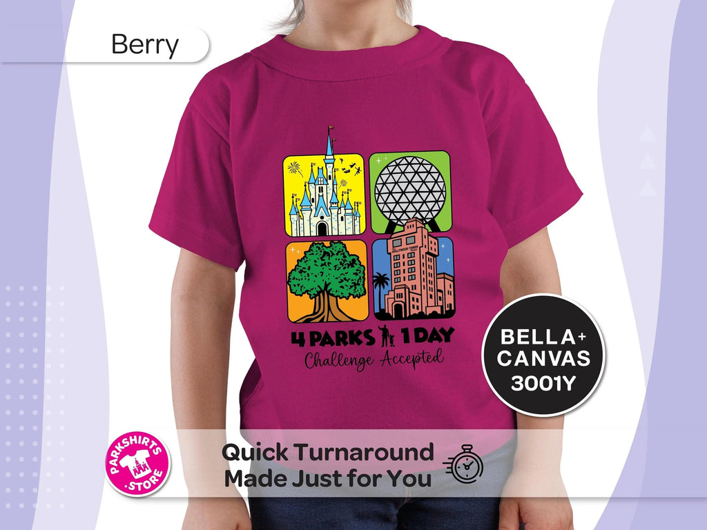 4 Parks 1 Day Kids Shirt | Disney World Youth Tee | Park product image 7