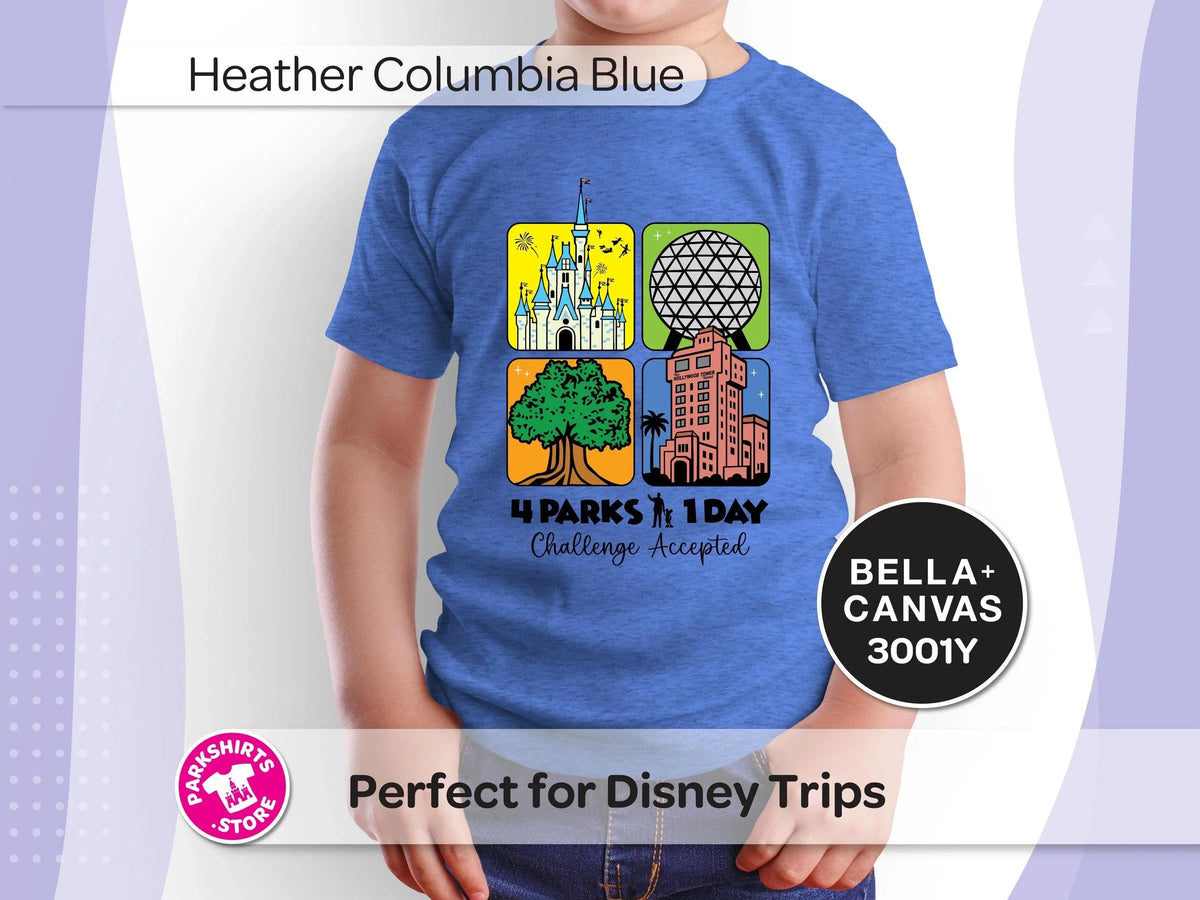 4 Parks 1 Day Kids Shirt | Disney World Youth Tee | Park product image 3
